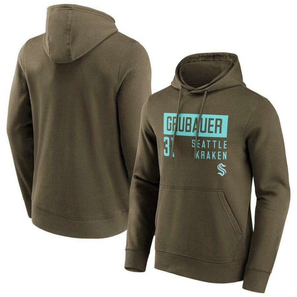 Seattle Kraken Fanatics Branded Fashion Name &amp; Number Hoodie - Philipp Grubauer 31