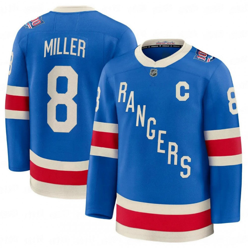 Men's New York Rangers JT Miller Blue Centennial Premium NHL Jersey