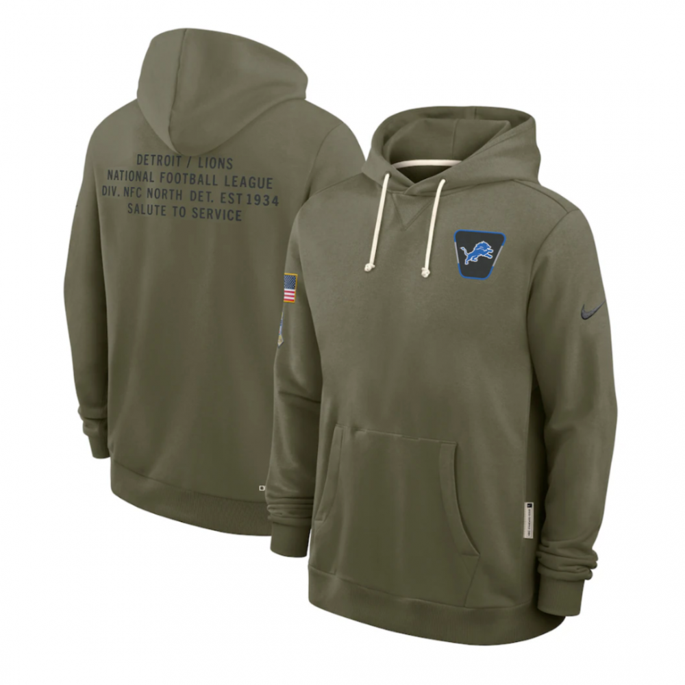 Detroit Lions Salute to Service Sideline Dominant Force NFL Pullover Hoodie