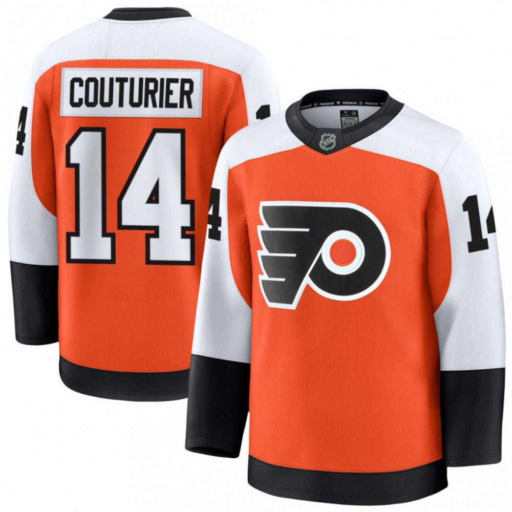 Men's Philadelphia Flyers Sean Couturier Orange Home Premium NHL Jersey