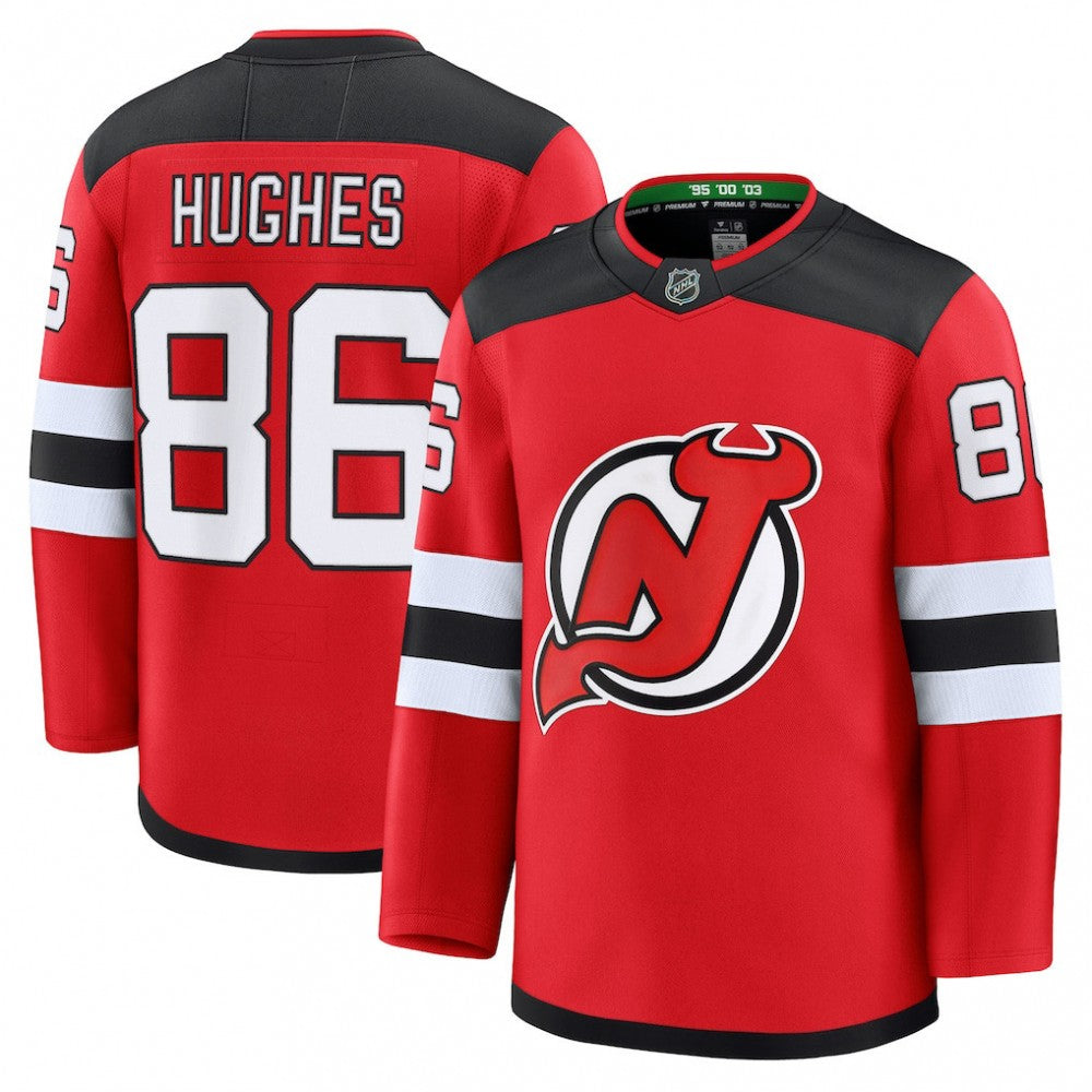 Jack Hughes New NHL Jersey Devils Jack Hughes Red Home Premium NHL Jersey