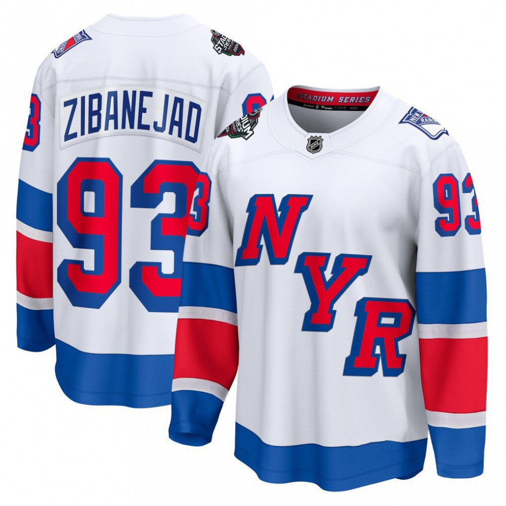 Men's New York Rangers Mika Zibanejad White 2024 NHL Stadium Series Breakaway Premium NHL Jersey