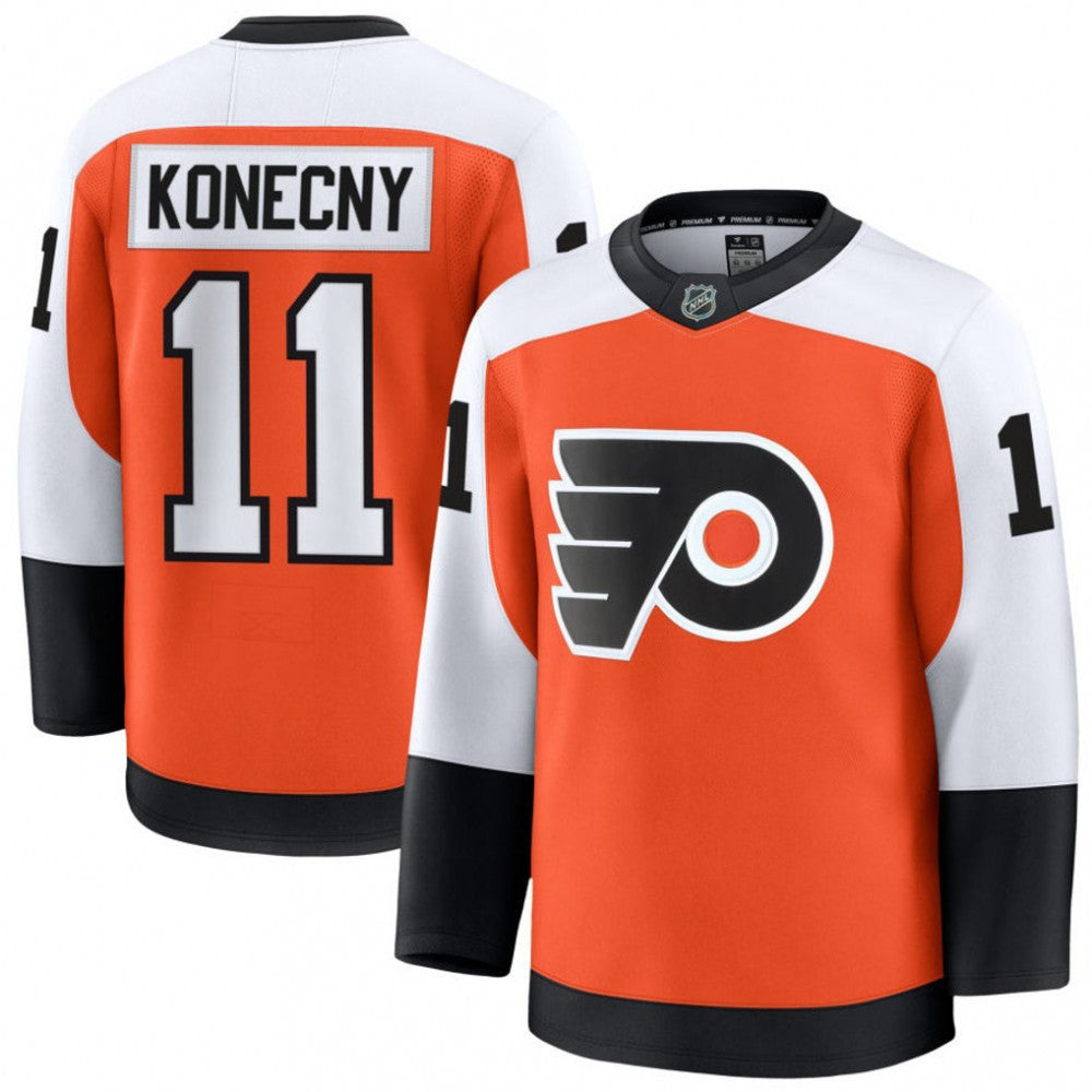 Men's Philadelphia Flyers Travis Konecny Orange Home Premium NHL Jersey