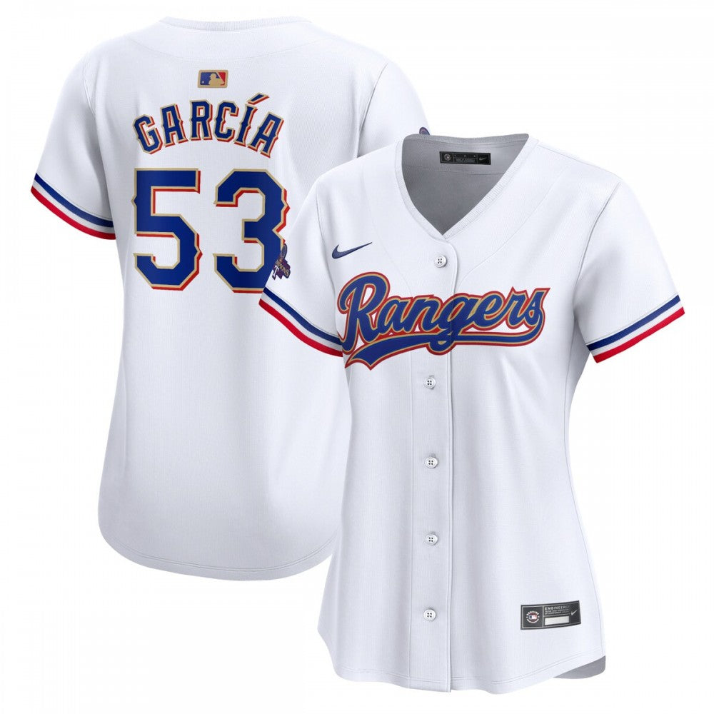 Adolis Garcia Texas Rangers Nike Women's 2024 Gold Collection Limited Player MLB Jersey?C White