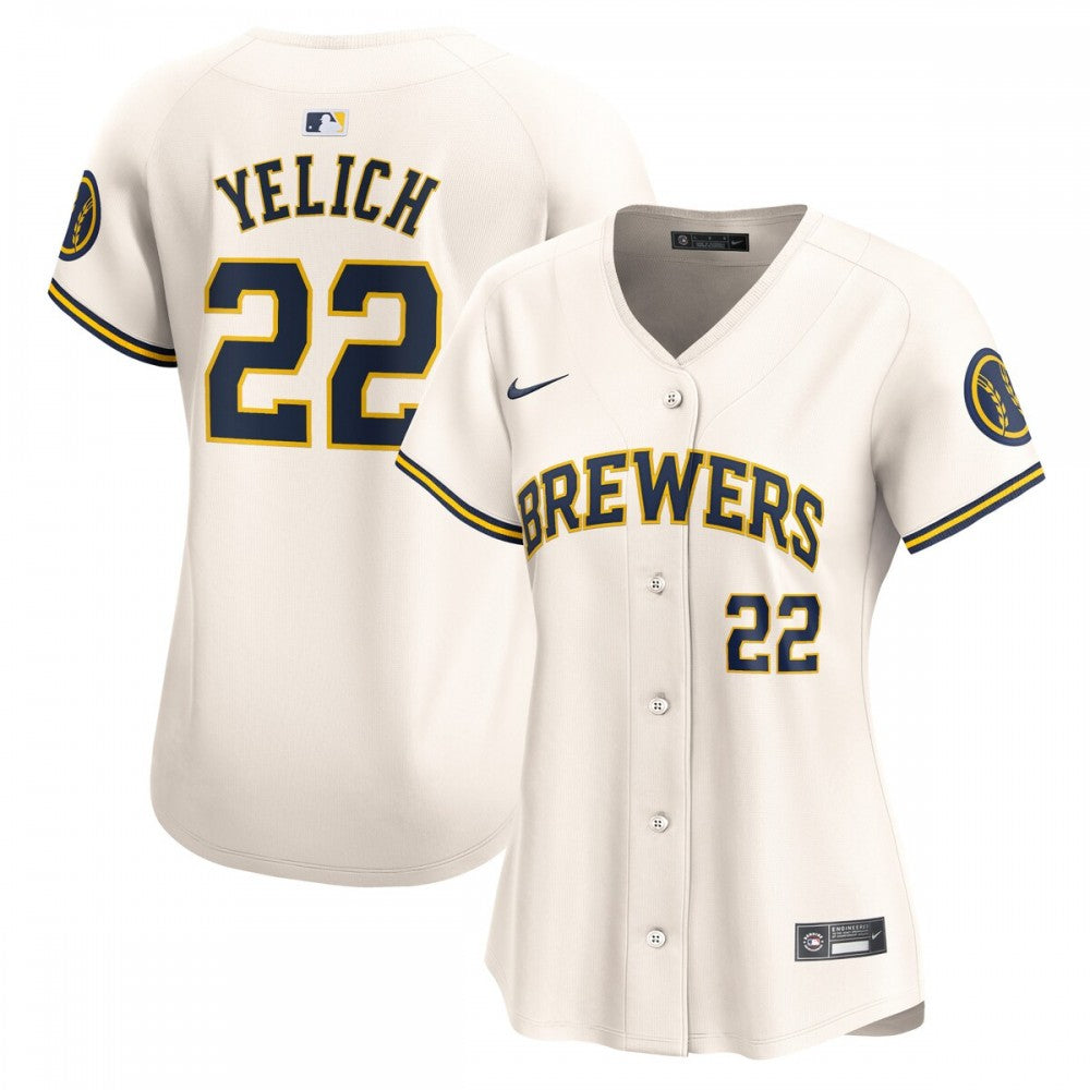 Christian Yelich Milwaukee Brewers Nike Women's Home Limited Player MLB Jersey - Cream