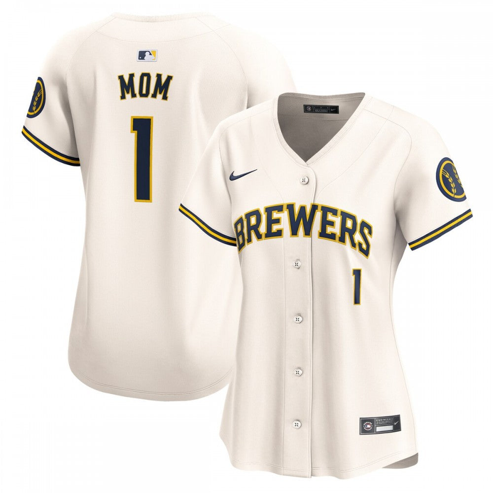 Milwaukee Brewers Nike Women's #1 Mom Home Limited MLB Jersey - Cream