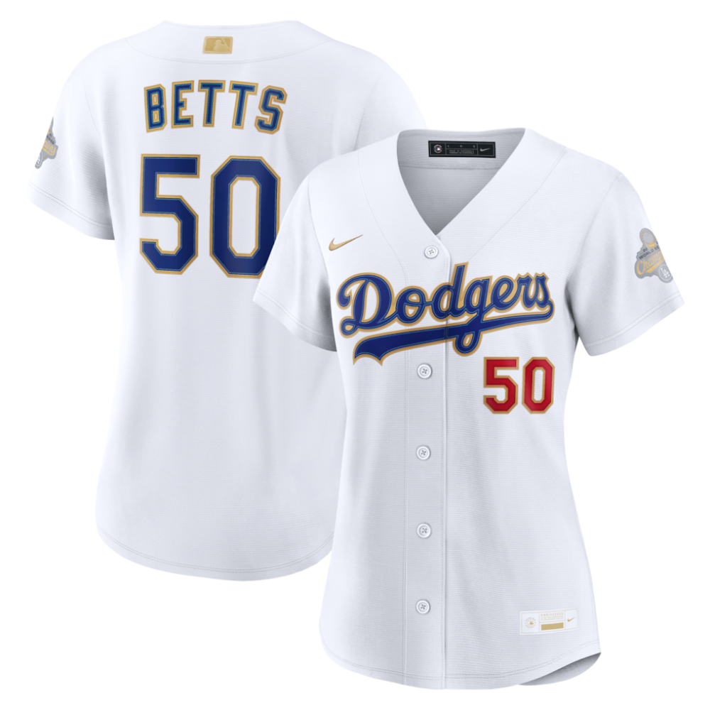 Mookie Betts Los Angeles Dodgers Nike Women's 2026 Gold Collection Stadium MLB Jersey - White