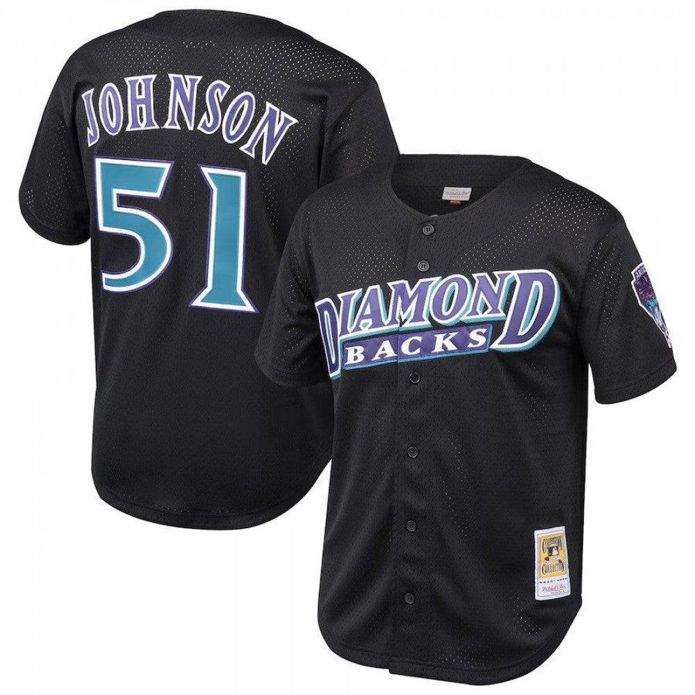 Arizona Diamondbacks Randy Johnson Black Cooperstown Mesh Button-Up MLB Jersey