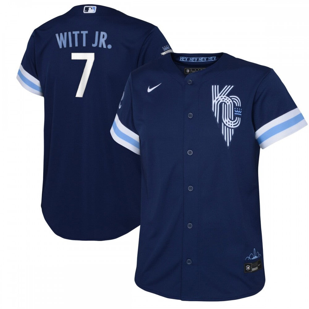 Bobby Witt Jr. Kansas City Royals Nike Youth 2022 City Connect Replica Player MLB Jersey - Navy
