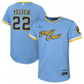 Christian Yelich Milwaukee Brewers Nike Youth 2022 City Connect Replica Player MLB Jersey - Powder Blue