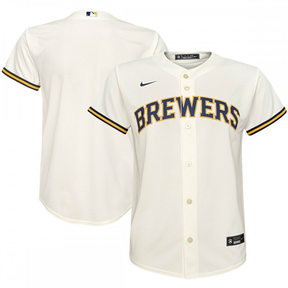 Milwaukee Brewers Nike Youth Home Replica Team MLB Jersey - Cream