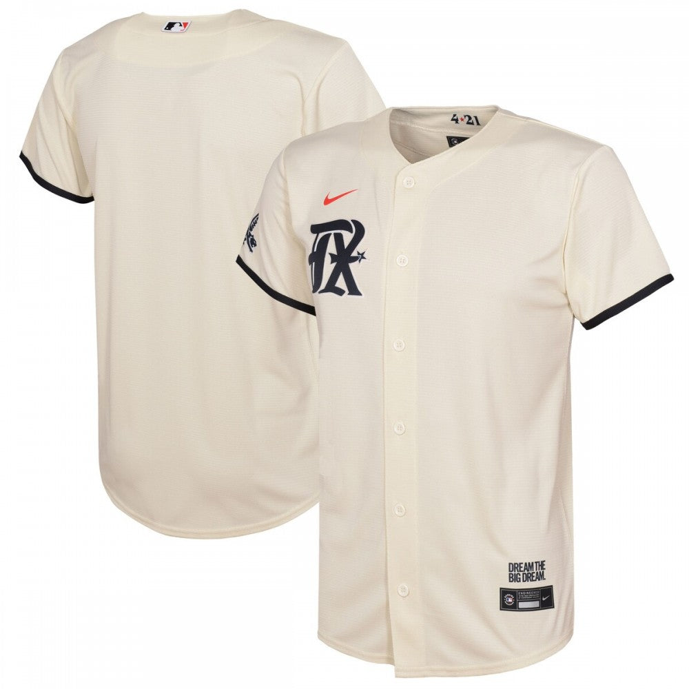 Texas Rangers Nike Youth 2023 City Connect Replica MLB Jersey - Cream