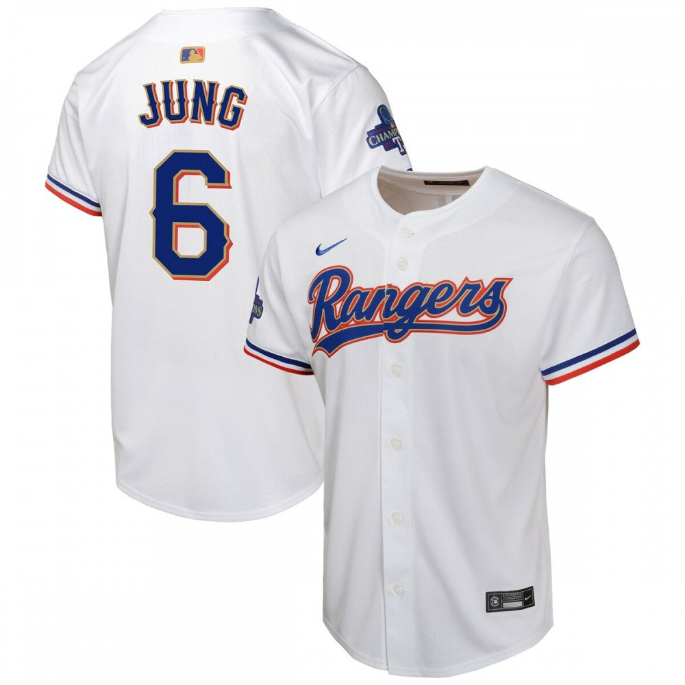 Josh Jung Texas Rangers Nike Youth 2024 Gold Collection Limited Player MLB Jersey?C White