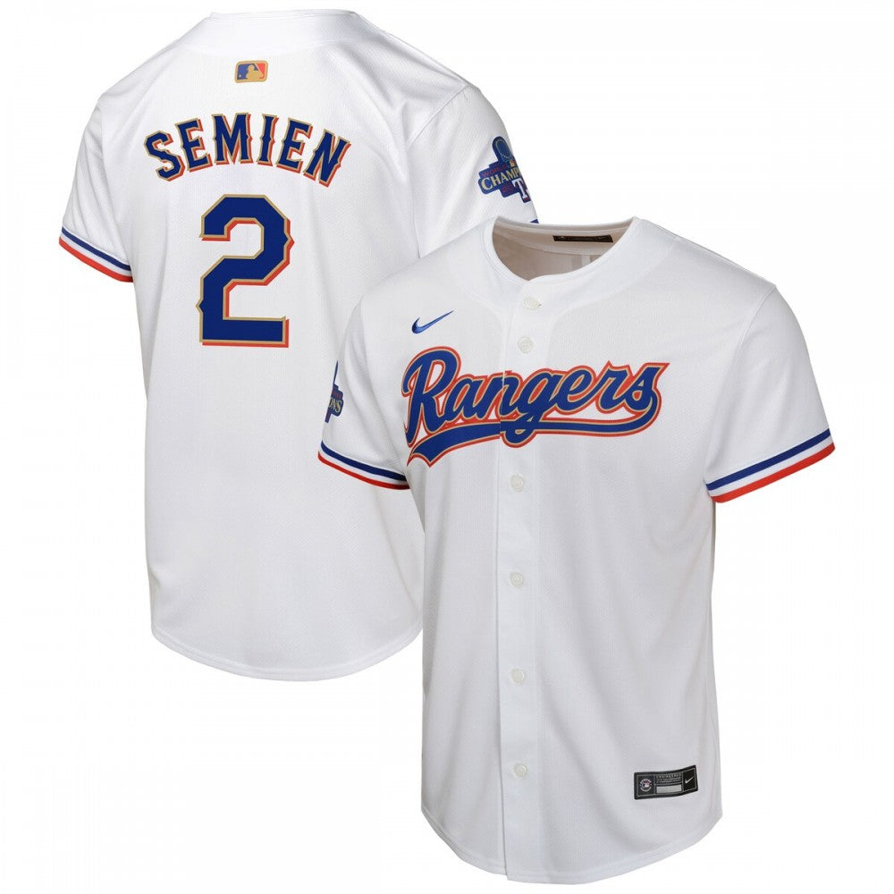 Marcus Semien Texas Rangers Nike Youth 2024 Gold Collection Limited Player MLB Jersey?C White