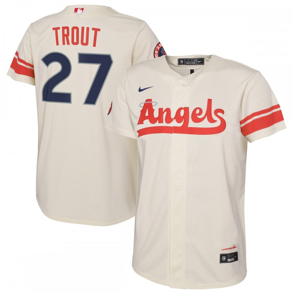 Mike Trout Los Angeles Angels Nike Youth 2022 City Connect Replica Player MLB Jersey - Cream