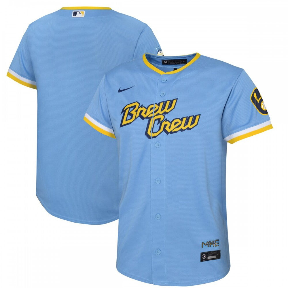 Milwaukee Brewers Nike Youth 2022 City Connect Replica Team MLB Jersey - Powder Blue