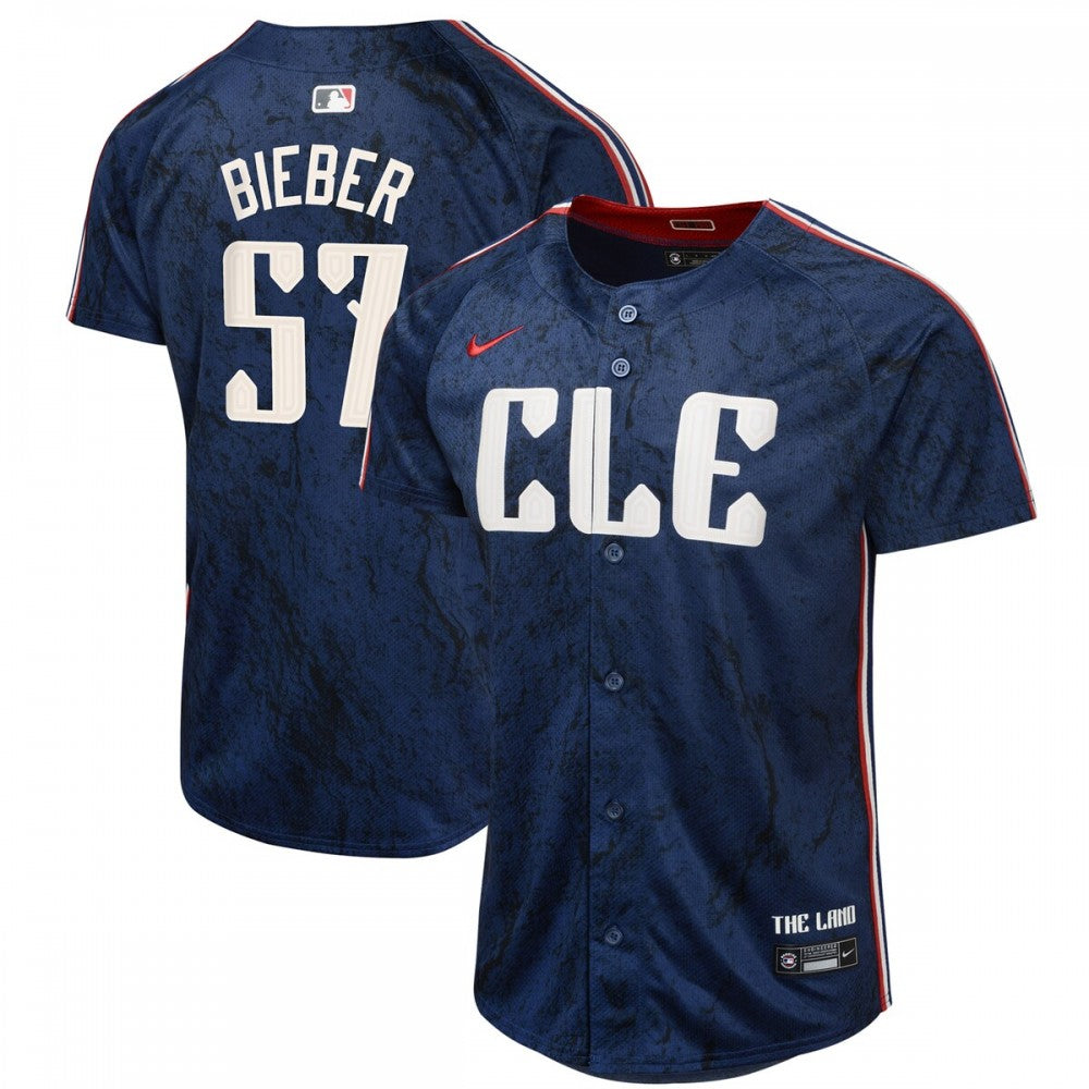 Shane Bieber Cleveland Guardians Nike Youth 2024 City Connect Limited MLB Jersey - Navy